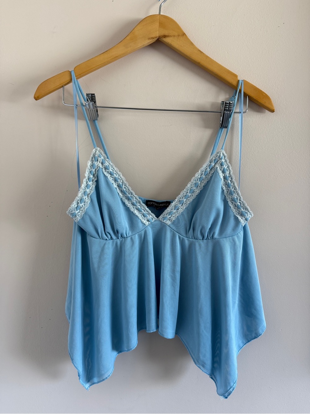 Cotton Candy Light Blue Lace Trim Cami